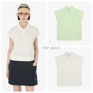 韩国代购APC GOLF高尔夫上衣 26夏女翻领纽扣褶皱速干针织短袖T恤