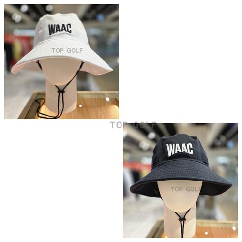 韩国代购 WAAC 高尔夫帽子 26夏男字母透气配色防晒抽绳渔夫帽