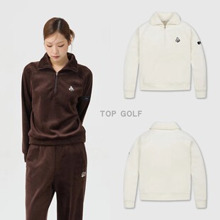 韩国代购 Golden Bear 高尔夫上衣 26冬女翻领半拉链天鹅绒卫衣