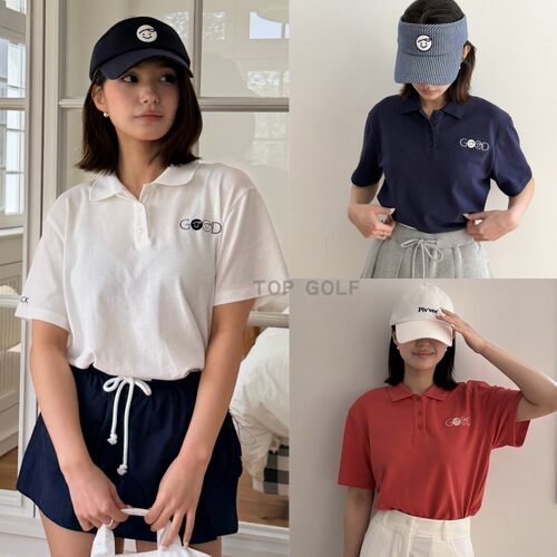 韩国代购PIVVEE GOLF高尔夫服装 26夏女翻领宽松柔软短袖POLO衫