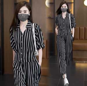 时尚妈妈休闲洋气质哈伦裤套装2025夏女大码短袖减龄显瘦两件套