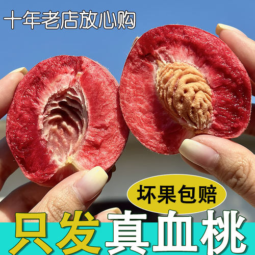 正宗血桃老品种朱砂红桃子红肉毛桃5斤整箱当季孕妇新鲜水果生鲜