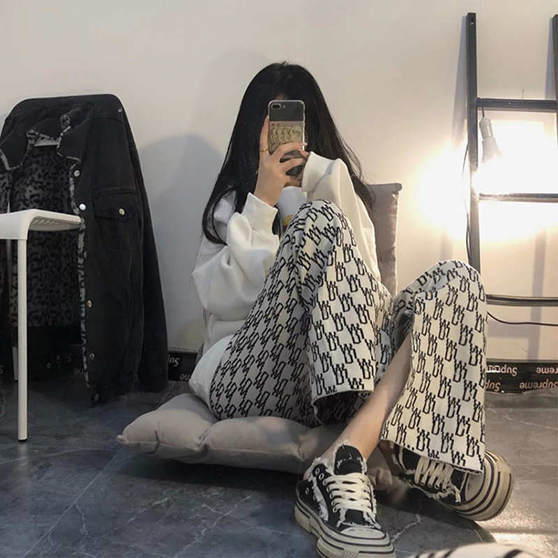 Official photo 2021 spring and summer letter casual pants