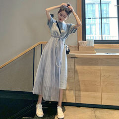 Long skirt super fairy stitching mesh dress women's summer 2021 new Korean student net RED FAIRY DRESS