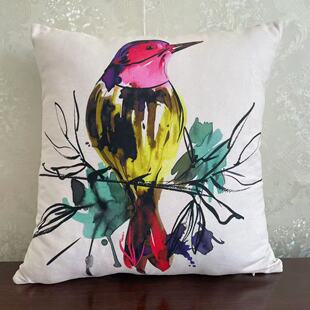 外贸出口仿麻材质彩色喜鹊枝丫客厅/卧室/沙发靠垫/抱枕套45*45