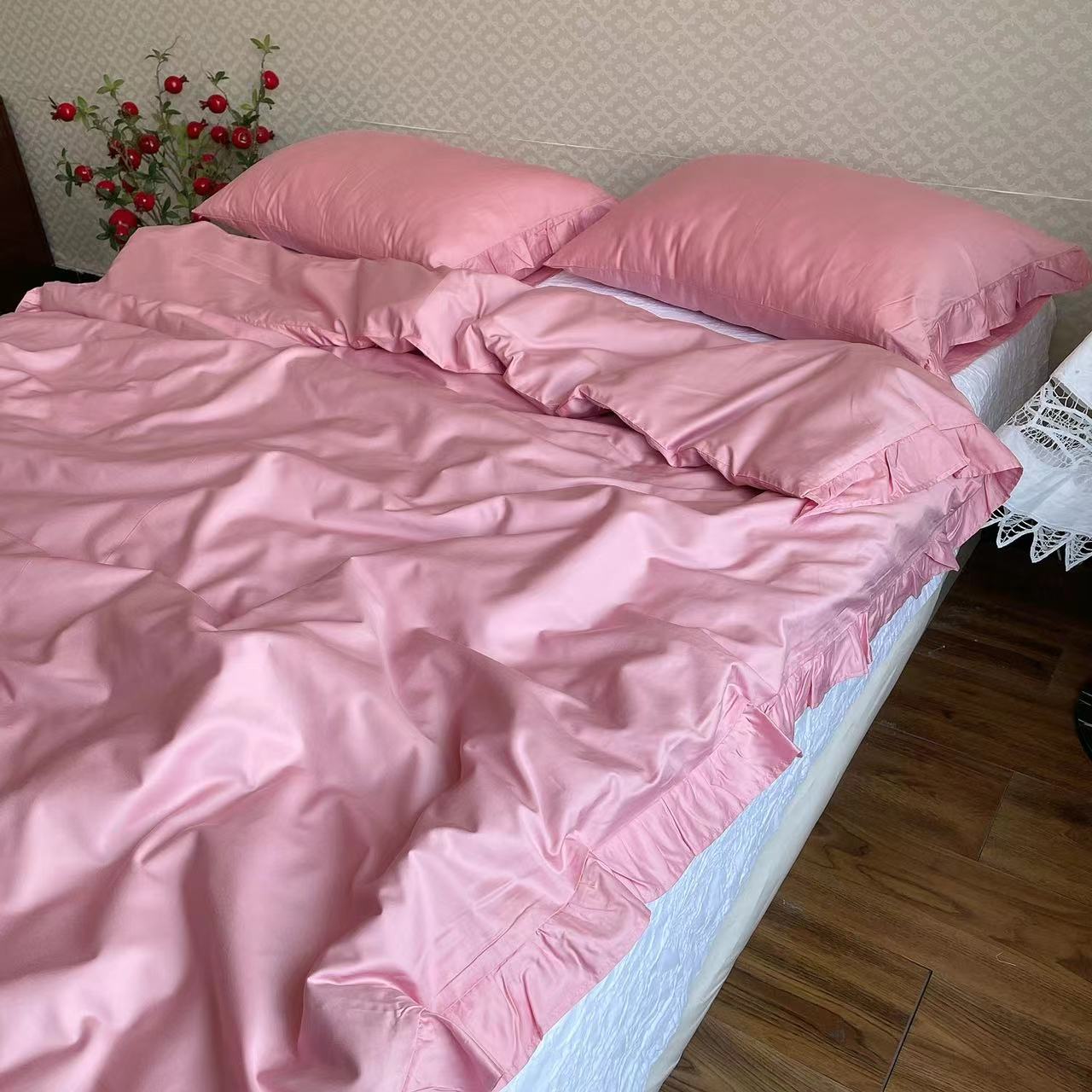 2件套丝棉简约单人被套木耳边