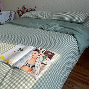 220 230 240被套四件套色织全棉A类舒适透气 简约格子200 外贸日式