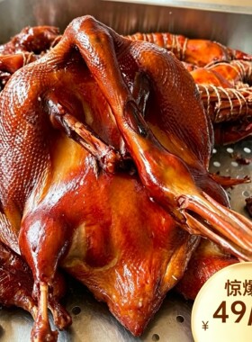 雒味斋四川特产彭州九尺板鸭烟熏整只2斤即食卤味五香麻辣酱香鸭