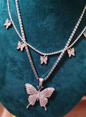 欧美风微镶锆石重工夸张镀金项链