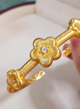 法式小众设计感花朵开口手镯