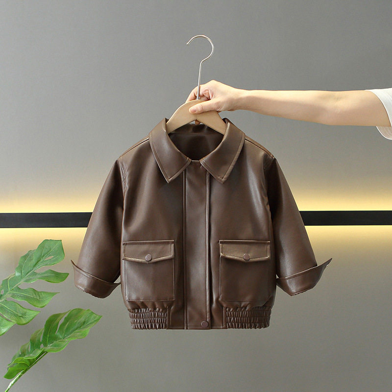 儿童春秋皮衣外套2026新款女童时尚炸街夹克男女童潮酷机车服上衣