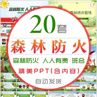 森林防火人人有责ppt模板大学高中儿童消防安全教育培训课件班会