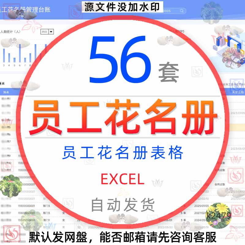员工花名册管理登记表格excel模板公司人员企业HR人事在职信息表1