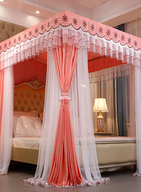 欧式豪华双杆双层遮光床幔蚊帐床帘一体家用挡风1.8米1.5米公主系