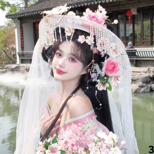 斗笠女写真流苏影视摄影道具帷帽