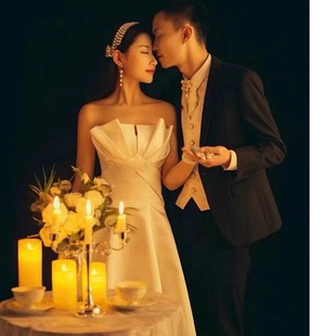 电子蜡烛 创意法式 油画写真拍照 饰摆件 夜景婚纱摄影道具 烛台装