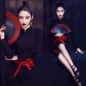 新影楼摄影道具古装 中国风拍照扇子手绘仿古扇少女写真国潮旗袍扇