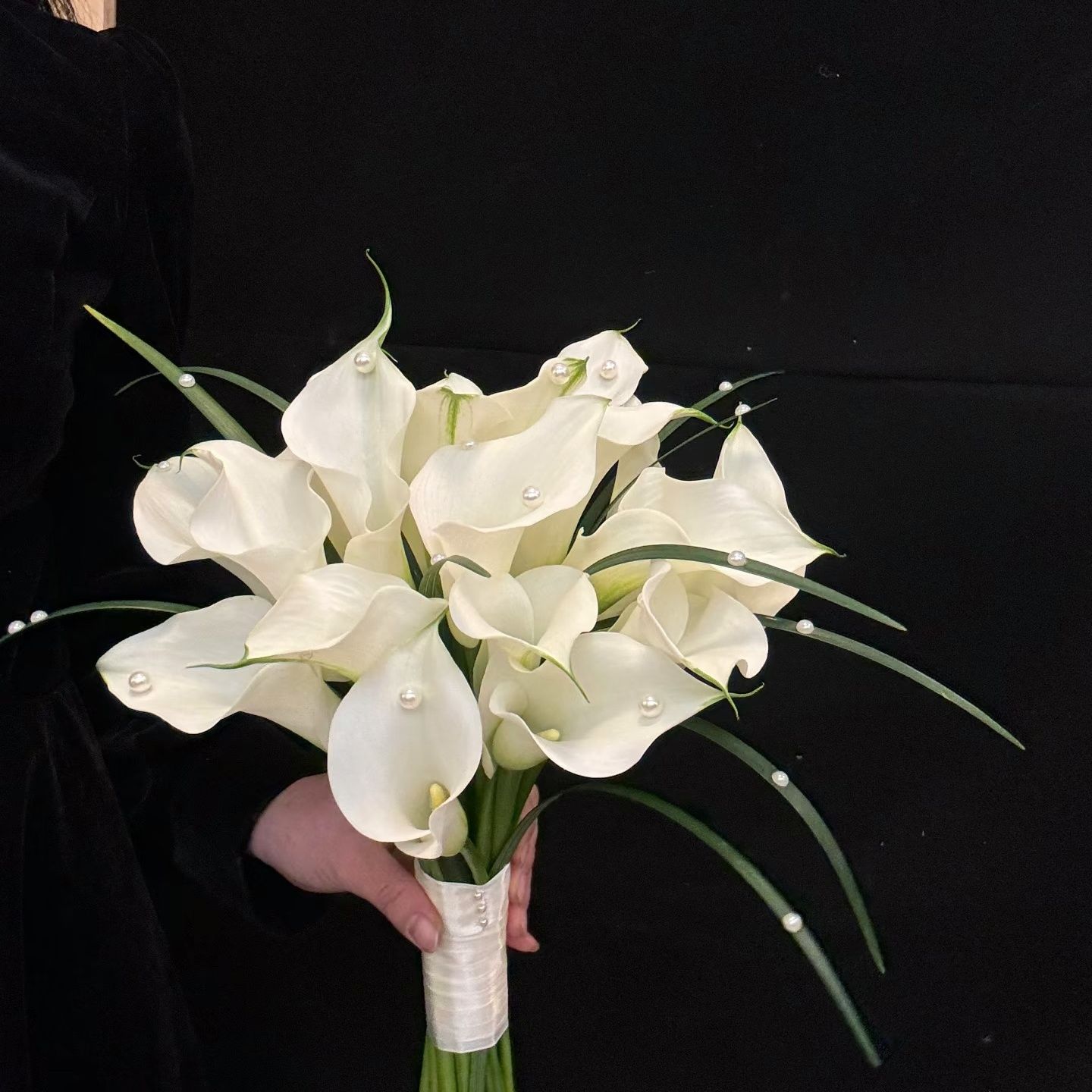 拍照婚纱摄影道具仿真花马蹄莲