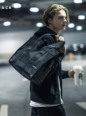 COMBACK新款黑魂皮革单肩包学生情侣托特手提包逛街潮流购物袋