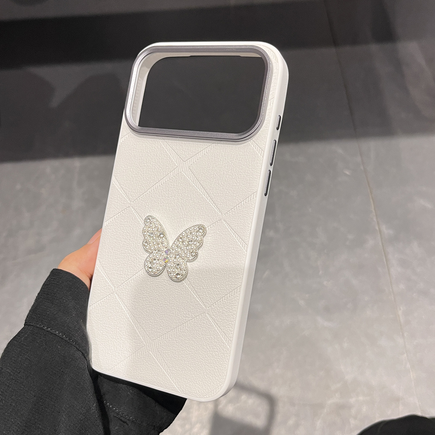 新款苹果iPhone17pro max水钻白蝴蝶手机壳17air个性创意软边防摔保护套iPhone16pro max白色皮套15女款外壳