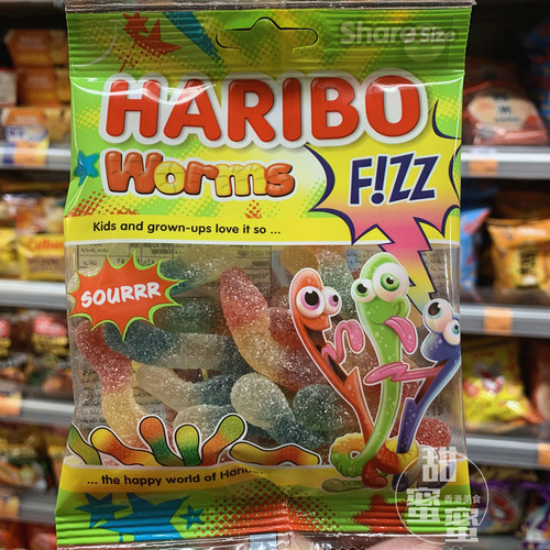 香港代购 Haribo哈瑞宝酸沙毛毛虫橡皮糖酸味软糖 70G-封面