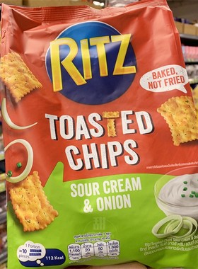 RITZ TOASTED CHIPS进口 利脆原味洋葱芝士脆片饼干袋装229g