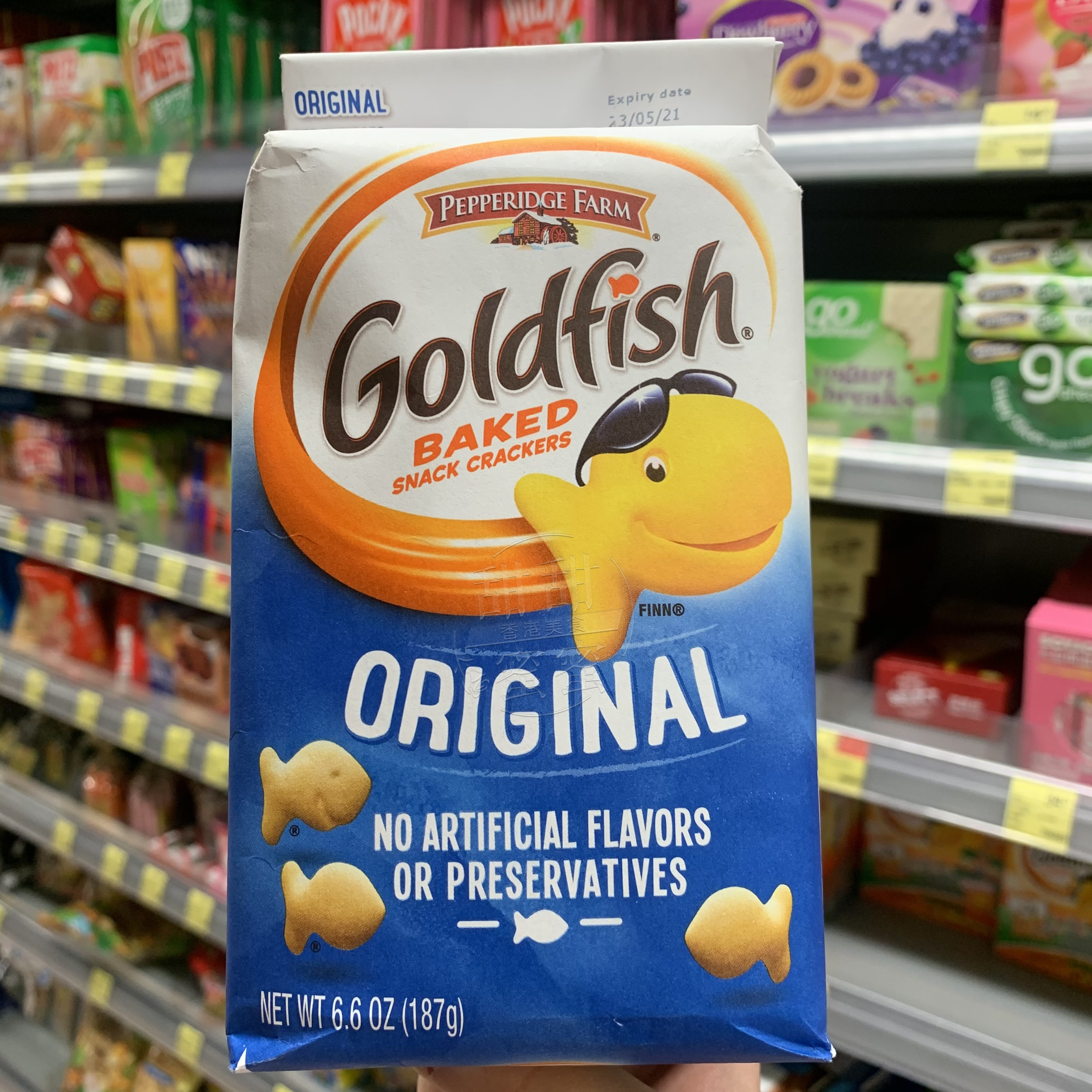 香港代购 美国非凡农庄Goldfish金鱼仔造型原味饼干休闲零食187g