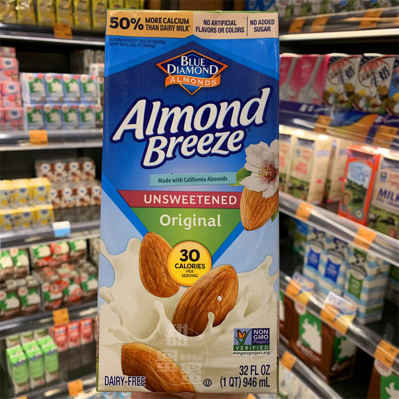 代购 BLUE DIAMOND蓝钻石Almond Breeze 30CALORIES无糖杏仁奶