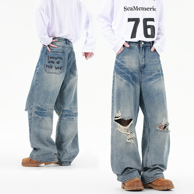 智快鱼潮流前线男装官方旗舰店增致杰氏一族小魔怪btboy牛仔裤男A