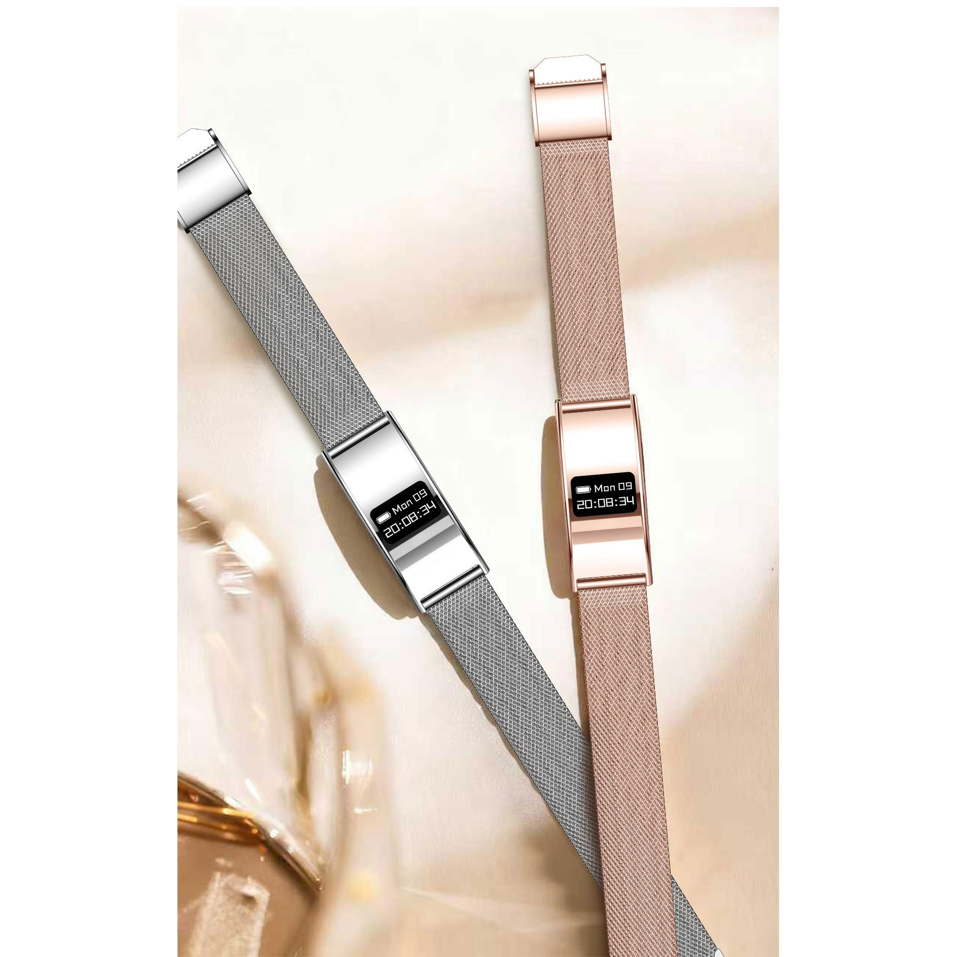 B8智能手环方形金属表带健康监测心率血氧睡眠运动手链表男女通用