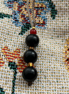 新款纯天然和田玉老料沙枣青项链时尚佛珠diy