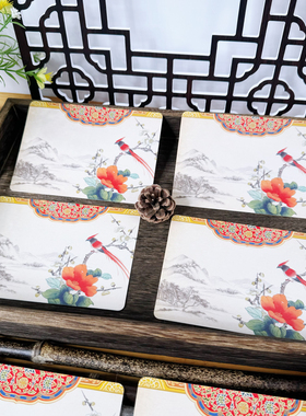 中国风花鸟手卡复古台词卡商业活动演出司仪舞台发言稿演讲提词卡