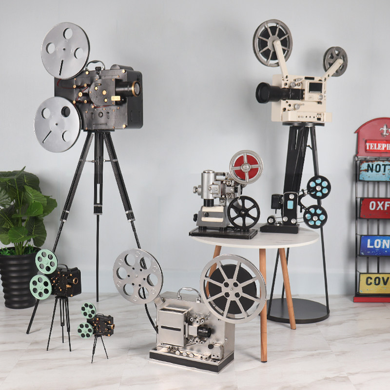 复古放映机模型铁艺怀旧电影拍摄道具影院仿真老物件装饰品摆件