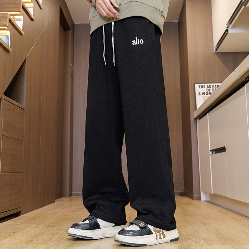 2025秋季新款青少年印花休闲裤宽松有型百搭男生两穿裤脚休闲长裤