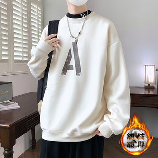 秋冬穿搭青少年新款半高领加绒加厚卫衣初高中生学院风百搭上衣