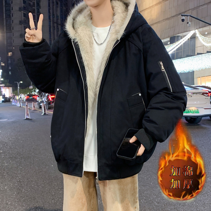 冬季2025青少年新款美式韩版连帽棉衣夹克潮流保暖加棉加厚外套,男装,夹克,淘宝优惠券,粉丝福利购,淘宝优惠卷