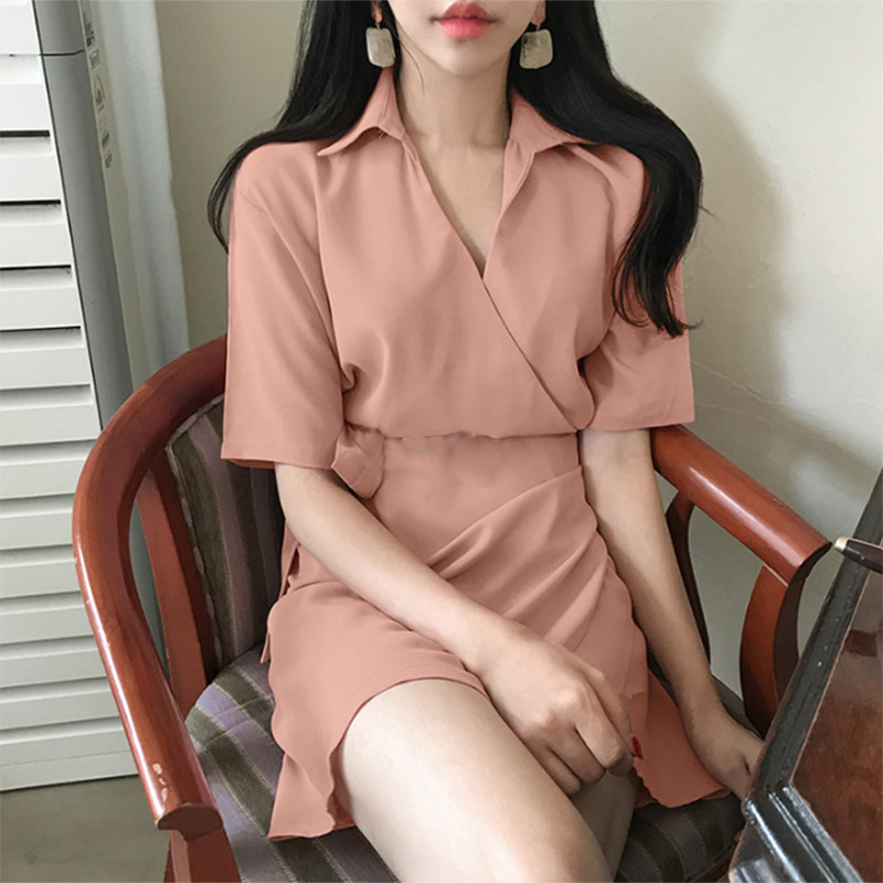 the republic of korea chic summer new pattern Retro Waist Frenum Irregular Little Short sleeved Dressin the Women's clothing/Boutique , Dress  category - from Buy2taobao.com to provide professional Taobao agent buy service