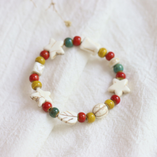 星辰过往 波西米亚风白松石陶瓷手链情侣文艺景德镇瓷珠手串694