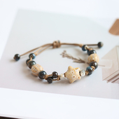 星辰风华 文艺手作编织景德镇陶瓷星星手链可调节小清新手绳509