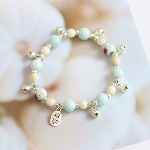 原创新中式景德镇陶瓷铃铛手链