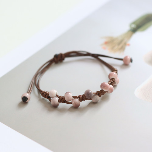 民族风景德镇手工编织陶瓷手链