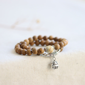 溪木尘缘 国风新中式 鸡翅木珠手串景德镇瓷手链民族风文艺学生421