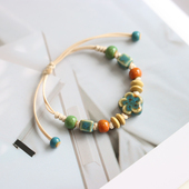 梅花弄影 梅花瓷珠手串256 民族风手作编织景德镇陶瓷手链新中式