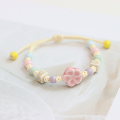 小清新森系彩色陶瓷动物小花手链