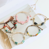 予知布栖 国风景德镇陶瓷手链五彩波西米亚编织安康手绳455 新中式