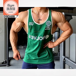 限量DARCSPORT狼头刺绣背心男美式 运动健身宽松健美纯棉坎肩美国