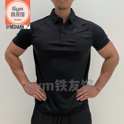 新款gymshark seamless无缝polo衫男士翻领休闲运动速干高弹短袖