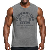 Darcsport collaboration Powerhouse washed-out men's sports and fitness loose vest cotton sleeveless T-shirt thumbnail 4