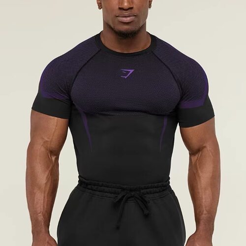 特定GYMSHARK ONYX5.0短袖男新款健身运动速干紧身弹性显身材T恤