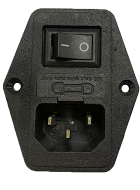 【中讯】电源插座AS-03带耳朵铜脚AC插座品字带保险丝座配2脚开关